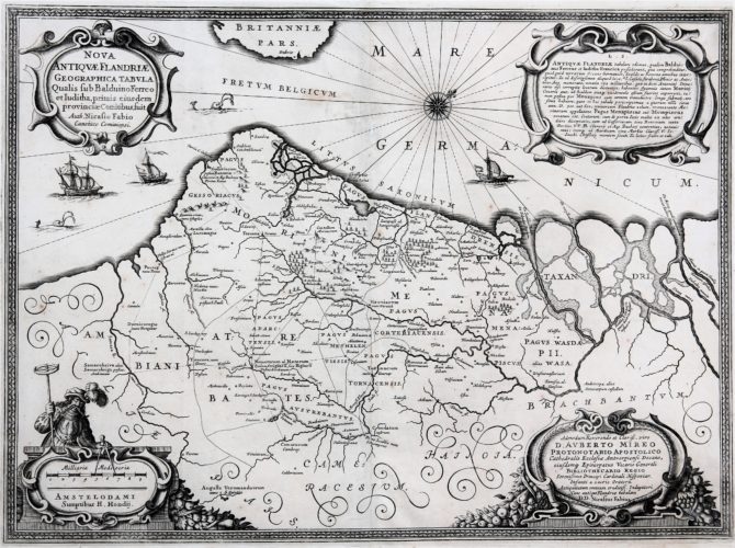 old map of Flanders (era of Middle-Ages) by Nicasius Fabius, ca. 1643