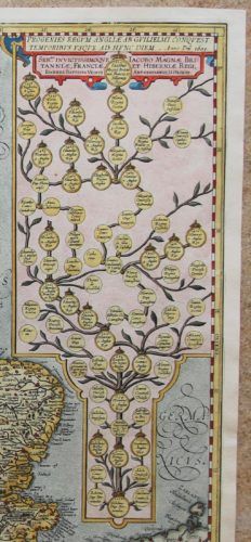 Old map of British Isles - Angliae et Hiberniae Accurata Descriptio (English kings)by Ortelius/Vrients, 1608
