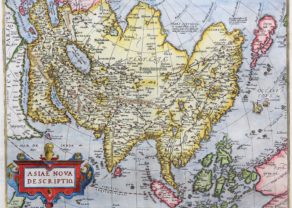 Old 16th century map of Asia by Ortelius, published in his Theatrum Orbis Terrarum in 1598 (Dutch edition)