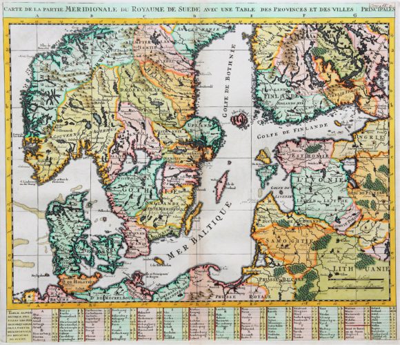 Old map of Scandinavia and the Baltics by Henri Chatelain, 1719, Atlas Historique