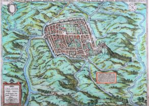 old map (16th century of Caiazo (Campania) by Braun and Hogenberg (1596/1598)