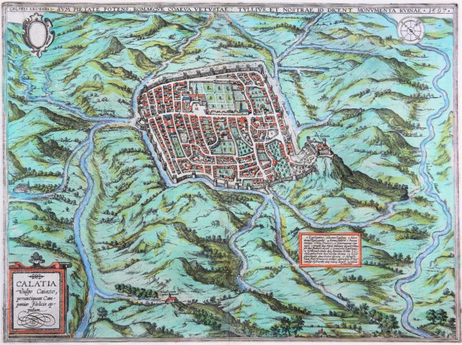 old map (16th century of Caiazo (Campania) by Braun and Hogenberg (1596/1598)