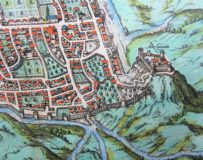 old map (16th century of Caiazo (Campania) (detail 1) by Braun and Hogenberg (1596/1598)