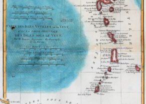 Old 18th century map of The Antilles by Rigobert Bonne