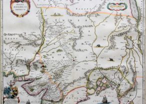 Old 17th century map of Mogol (Mughal) empire by Blaeu