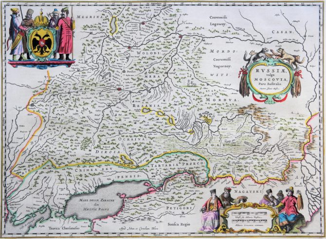 old map (17th century) of South Russia by Blaeu (Theatrum Orbis Terrarum)