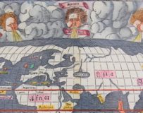 Old 16th century world map (Typus orbis Universalis) by Münster, 1550 (detail North)