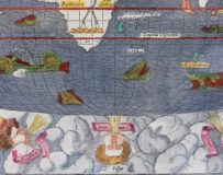 Old 16th century world map (Typus orbis Universalis) by Münster, 1550 (detail south)