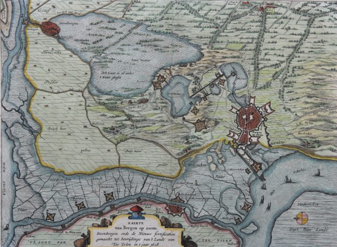 Old war map of the siege of Bergen-op-Zoom of 1622 by Blaeu