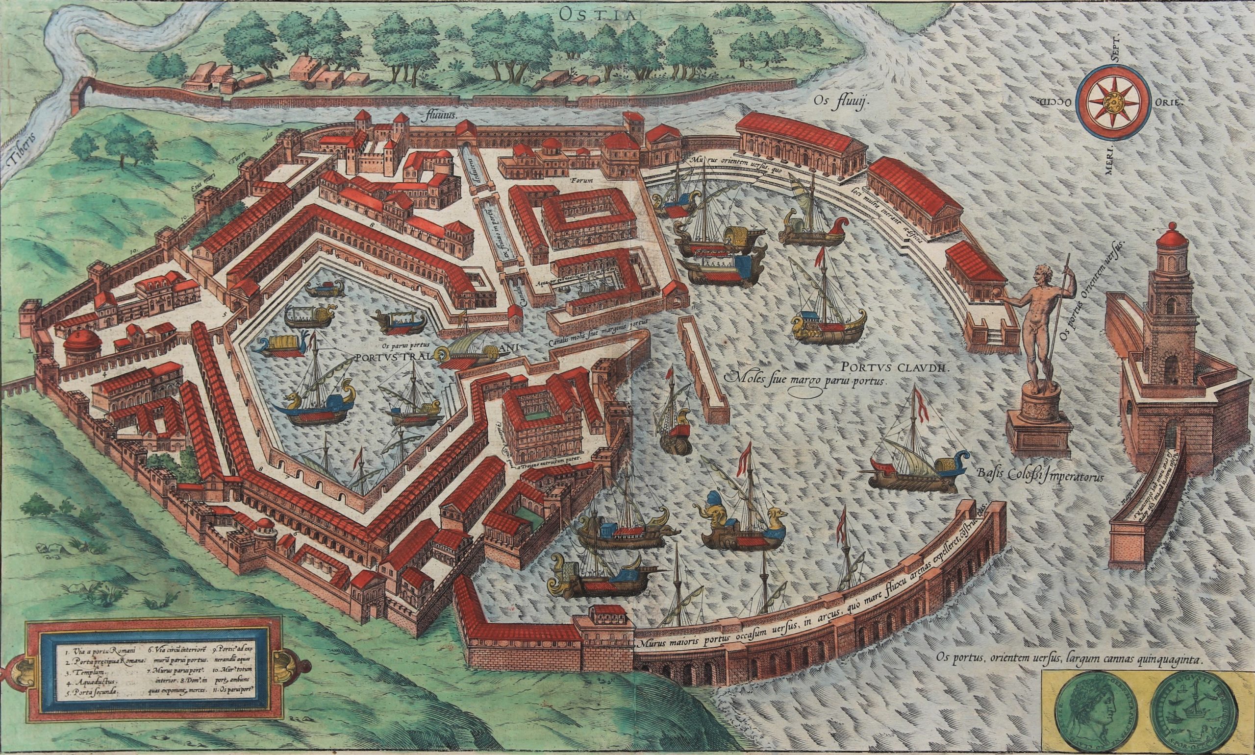 overschot Rechtmatig Krijgsgevangene Ancient Portus near Ostia or Rome's imperial harbor by Braun and Hogenberg  - CartaHistorica