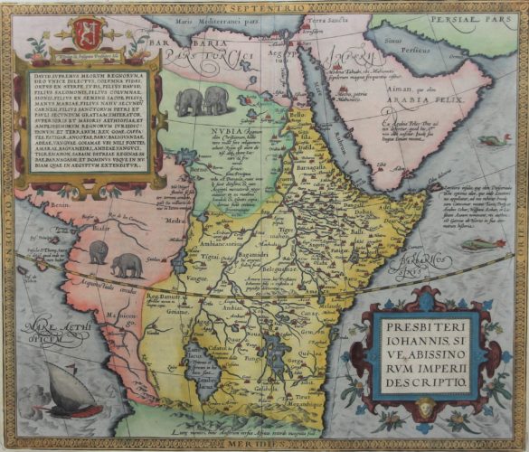 Old original map of Prester John's Africa by Ortelius