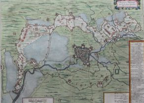 Old map of the siege of Breda in 1624 by Blaeu 1649 or 1652