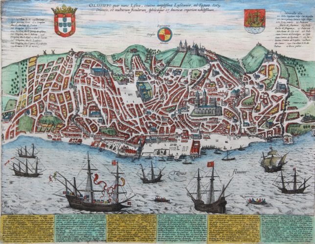 Old original cityplan of Lisbon by Braun Hogenberg