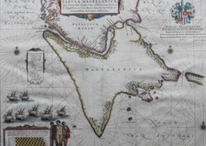 Old 17th century map of the Strait of Magellan by Willem and Joan Blaeu