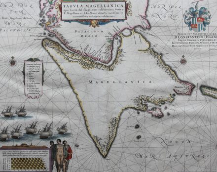 Old 17th century map of the Strait of Magellan by Willem and Joan Blaeu