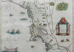 Superb old map of Nova Belgica and Anglia Nova or New York and New England by Willem and Joan Blaeu