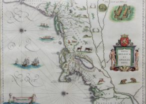 Superb old map of Nova Belgica and Anglia Nova or New York and New England by Willem and Joan Blaeu