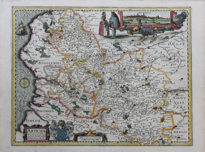 Superb old map of Artois by Kaerius published in 1617