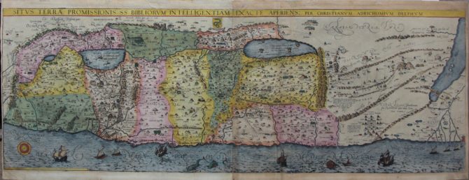 Supereb old map of the Holy Land by van Adrichem published in 1590