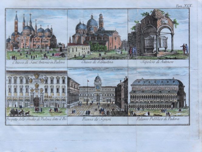 Six views of buildings in Padova (Padua) by Tommaso Salmon 1755