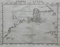 Original old map of Northeastern coast of America by Ruscelli