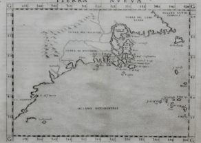 Original old map of Northeastern coast of America by Ruscelli