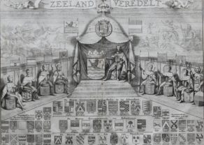 Old interesting view of the arms of Zeeland called Zeeland Veredelt by Smallegange 1696