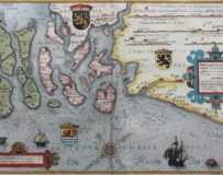 Chart or maritime map of Zeeland and Flanders by Waghenaer 1586