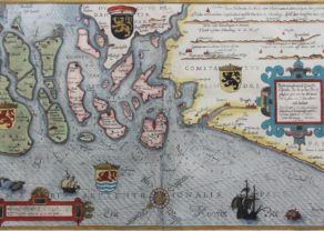 Chart or maritime map of Zeeland and Flanders by Waghenaer 1586