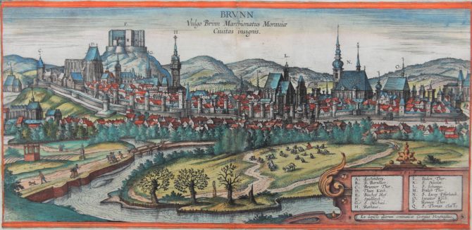 Old 16th century of Brno (Brunn) by Braun and Hogenberg