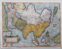 Old map of Asia by Abraham Ortelius published in 1580
