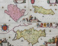 Large and rare olf map os the isles of Man, Wight and Anglesy