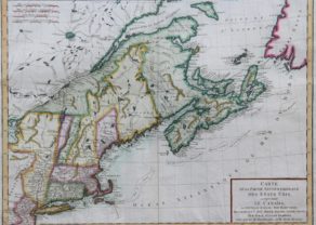 Old map of Northeastern America and Canada by Tardieu