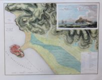 Old 19th century map of the peninsula of Peniscola near Valencia