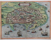 Old map of antique Alexandria by Braun and Hogenberg
