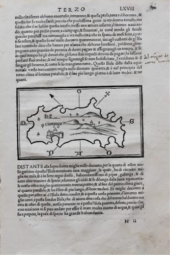 Oldest map of Japan by Bordone 1528, with Java at verso side