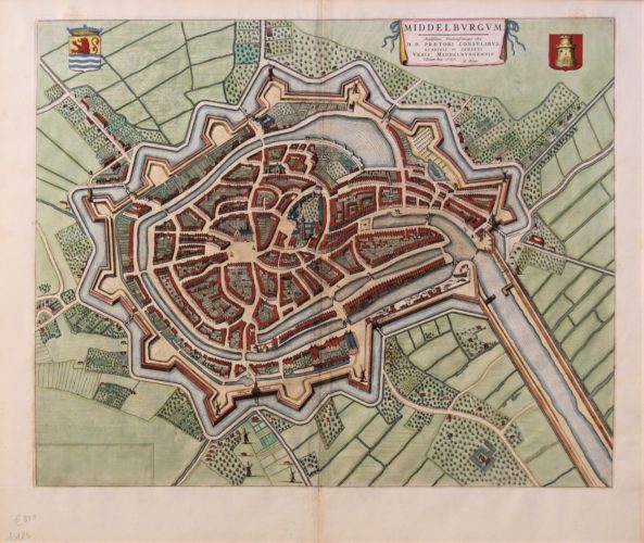 Old original map of Middelburg by Blaeu, published in his Town Atlas