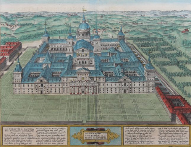 Old map of El Escorial by Braun and Hogenberg