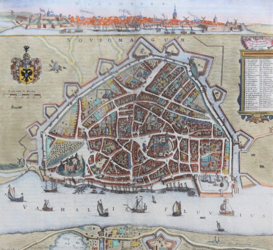 Old 17th century map of Nijmegen by van Geelkercken