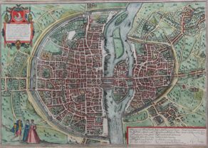 Old map of Paris by Braun and Hogenberg. Only French edition from 1579
