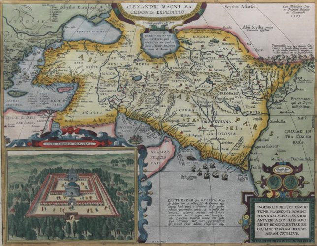 Old map of the empire of Alexander the Great by Ortelius published in his Parergon