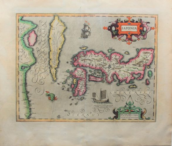 old map of Japan and Korea by Hondius