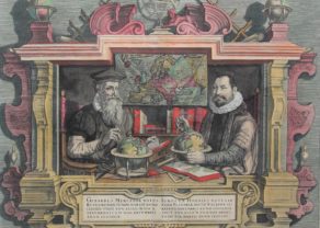Nice old double portrait of Gerard Mercator and Jodocus Hondius