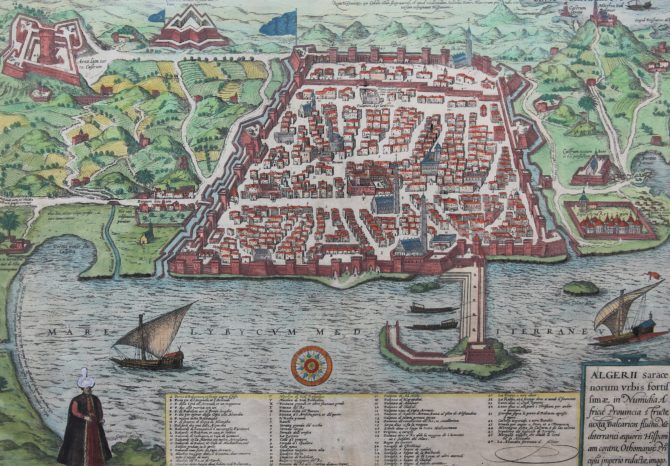 Old map of Algiers by Braun Hogenberg