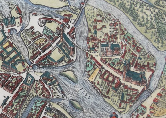 Original 16th century view of Wroclaw (Breslau) by Braun and Hogenberg