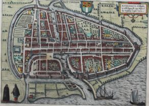 Original 16th century view of Rotterdam by Braun and Hogenberg