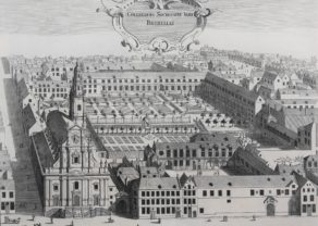 Original view of Jesuit College in Brussels by Sanderus, 1663