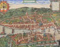 Original 16th century view and town plan of Zurich by Braun Hogenberg