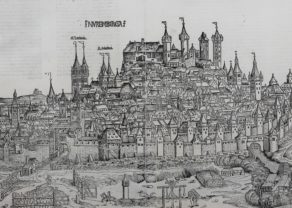Old view of Nuremberg by Hartmann Schedel, 1493