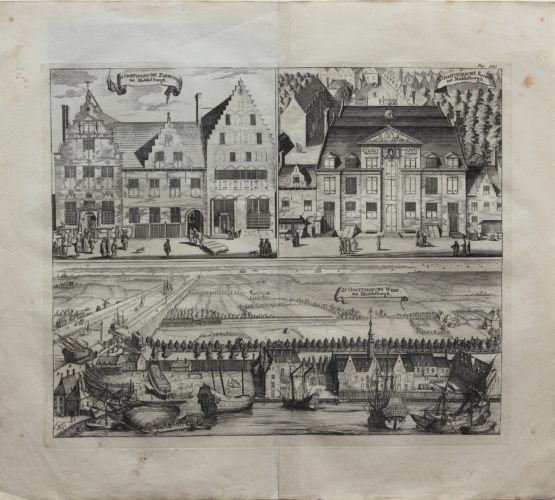 A unique triplet of the second home base of the East India Company at Middelburg, by Smallegange, end 17th century